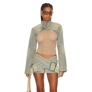 NWOT Revolve Jaded London Assassin Micro Mini Belted Denim Skirt